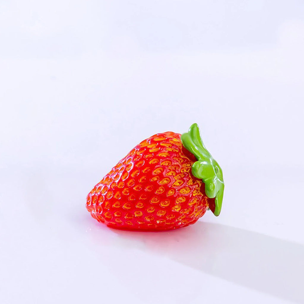 Miniature Resin Fruit Figurines – Litchi & Strawberry Desk Decor Miniature Figurine Oasis Select M One Size