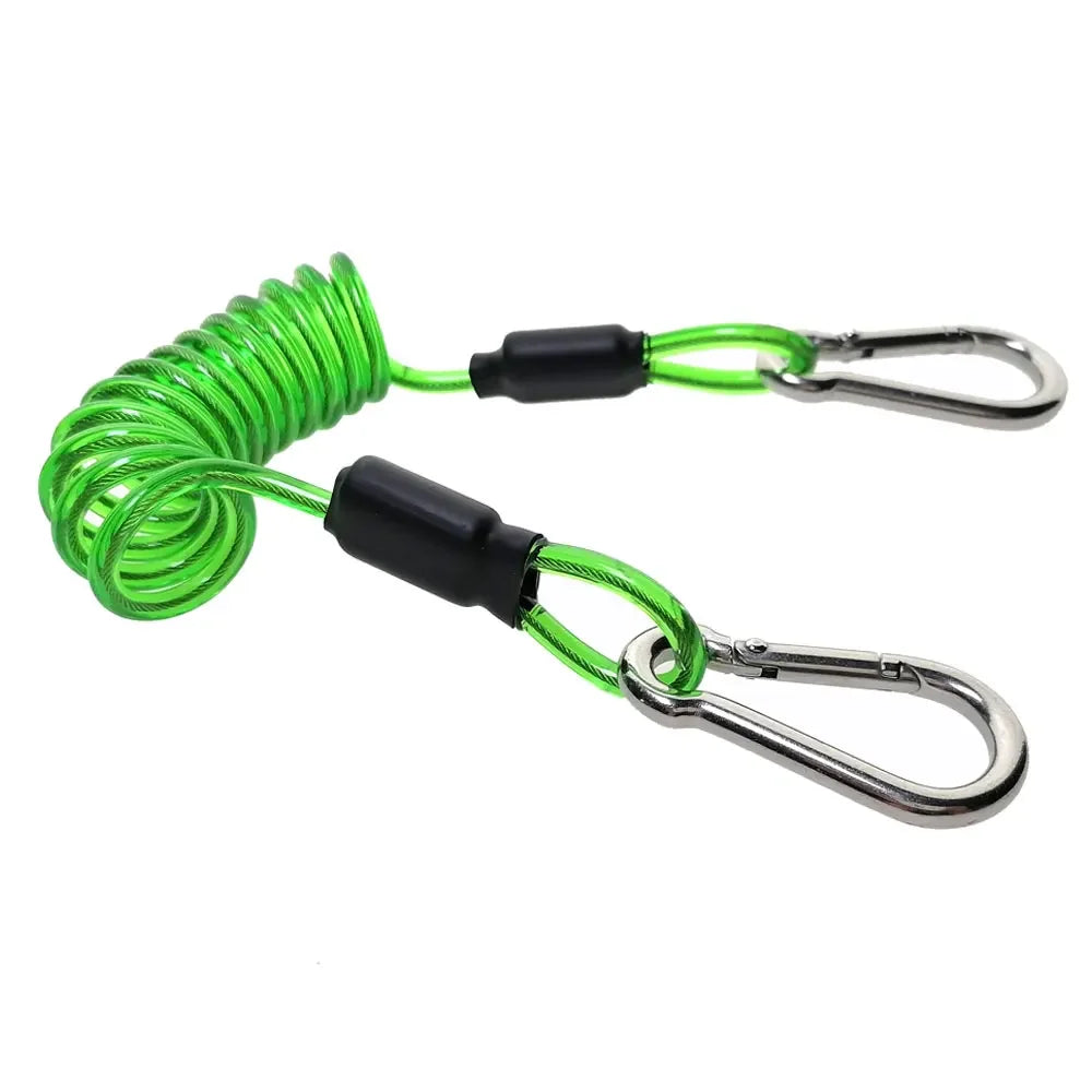 Heavy Duty Stainless Steel Coiled Tool Lanyard With Marine Grade Carabiner For Scuba Diving Camera Tool Accessories Snap Hook Oasis Select Green