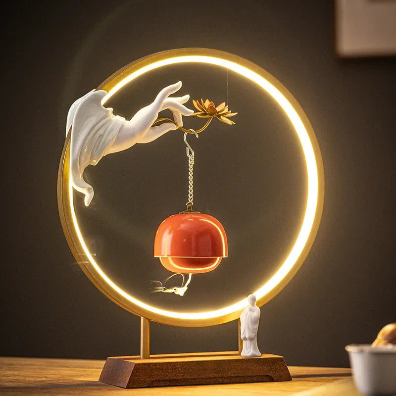 New Chinese Zen Buddha Hand Lotus Incense Decoration Creative Living Room Decorative Light Ring Reverse Flow Incense Burner Oasis Select