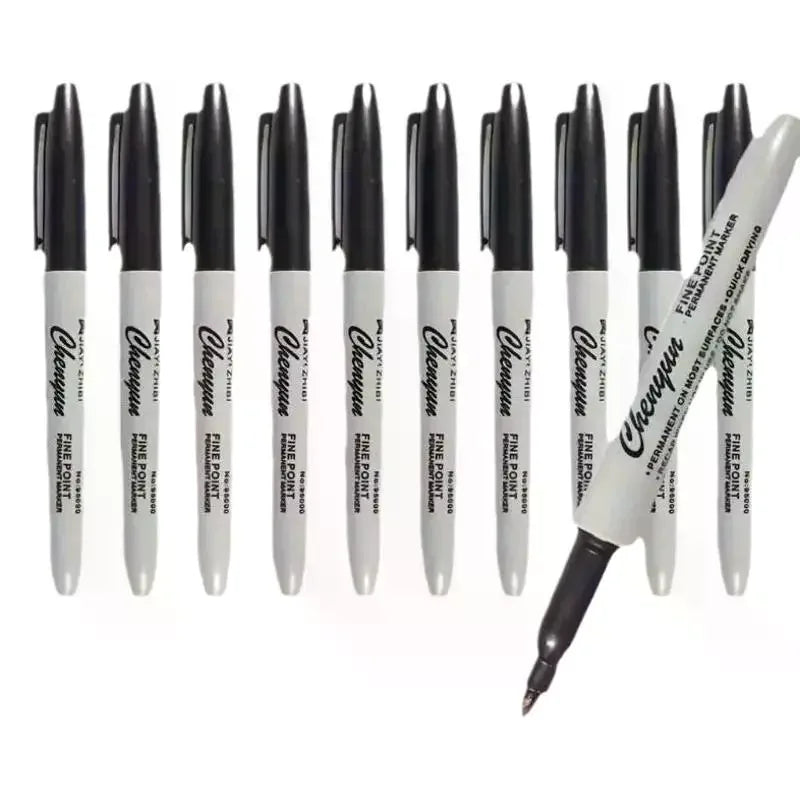 1Set Black Permanent Marker Pens, Fine Tip, Waterproof, Quick Drying Outlining Drawing Pen Marker Pen Oasis Select