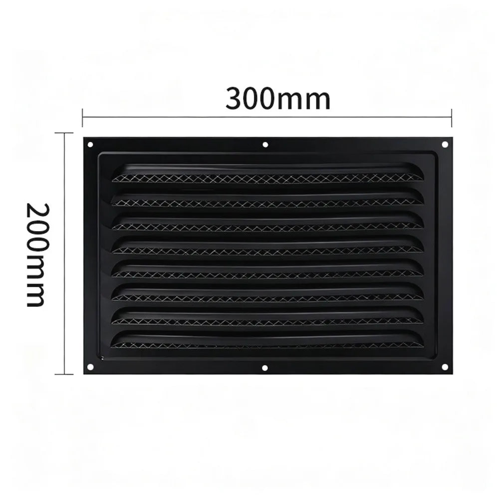 Stainless Steel Metal Vent Cover Built-in Insect Screen White Black Louver Air Vents Grille Square Grille Cover Oasis Select Black 200x300m