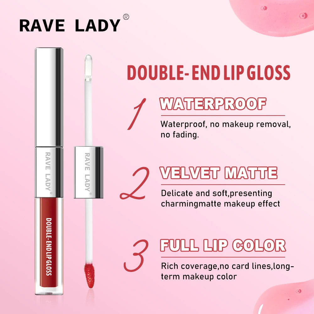 RAVE LADY 2-in-1 Double-End Lip Gloss & Shimmer Lipstick