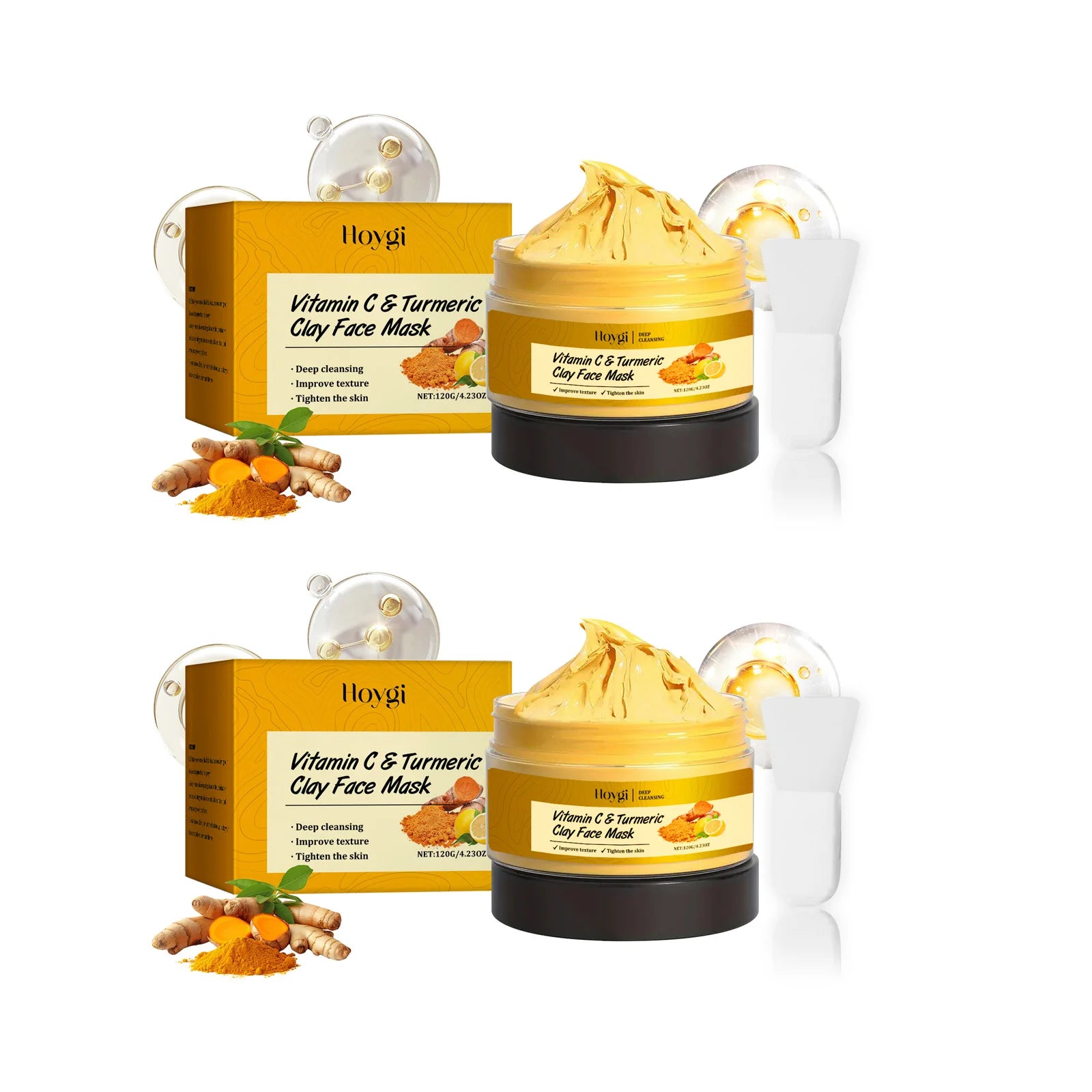 Hoygi Vitamin C Turmeric Clay Mask – Pores & Dark Spots Clay Face Mask Oasis Select 2 x 120g boxed