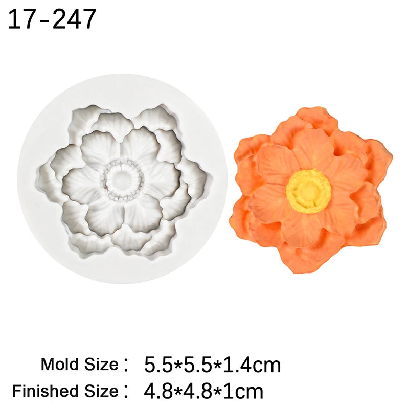 Silicone Fondant Cake Mold Rose Peach Blossom Flower Shaped Baking Chocolate Decorative Mould for Pastries 15-71 Oasis Select A8