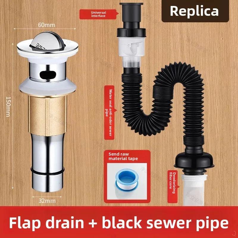 P-Trap Kitchen Sink Deodorant Set Launch Pipeline Deodorizing Filter Sink Strainer Hose Drain Pipe Plumbing Kitchen Accessories Oasis Select G