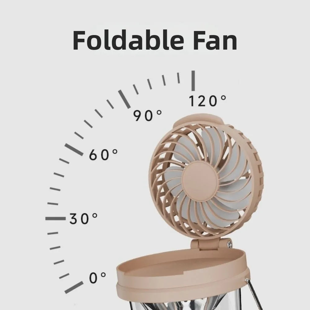 Practical 2 in 1 LED Fan Lantern Foldable Strong Light Camping Lantern with Fan Cool with Handle Portable Electric Fan Household Oasis Select
