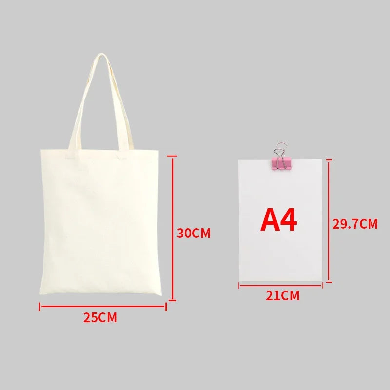 Reusable Foldable Shoulder Handbag Eco-Friendly Women Ladies Large Cotton Fabric Canvas Tote Bag For Market Shopping Bags Blank Oasis Select Beige-25x30cm