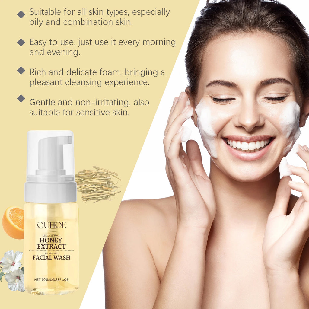 Gentle Honey Foam Face Wash Gentle Cleansing Skin Hydrating Fresh Oil Control Foaming Facial Cleanser Daily Skincare Oasis Select