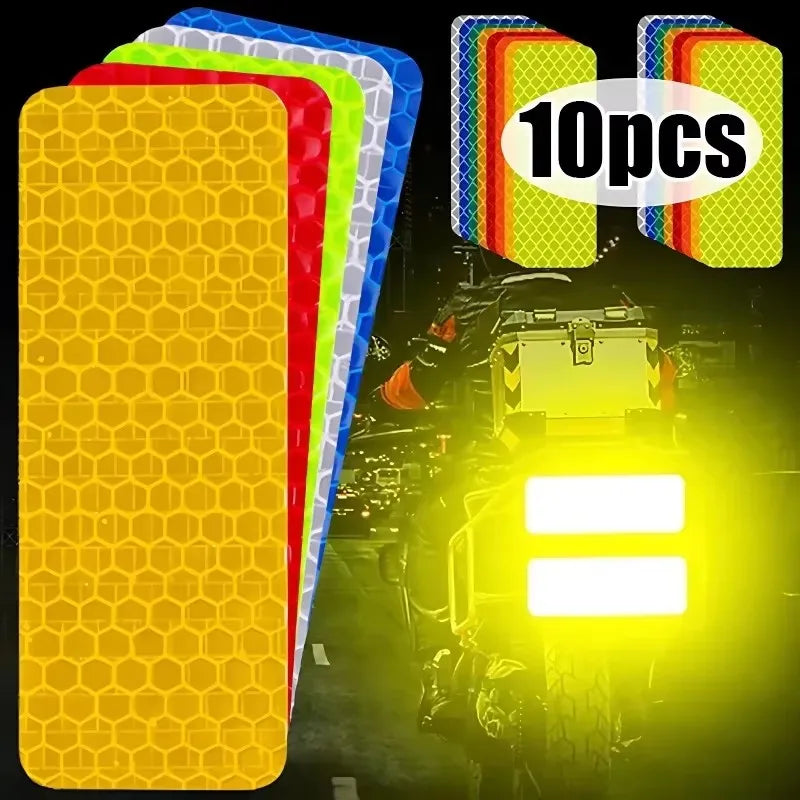 10/20/30pcs Reflective Strips Night Safety Warning Bicycle Motorcycle Stickers Motorbike Helemet Side Panels Decals Decoration Oasis Select
