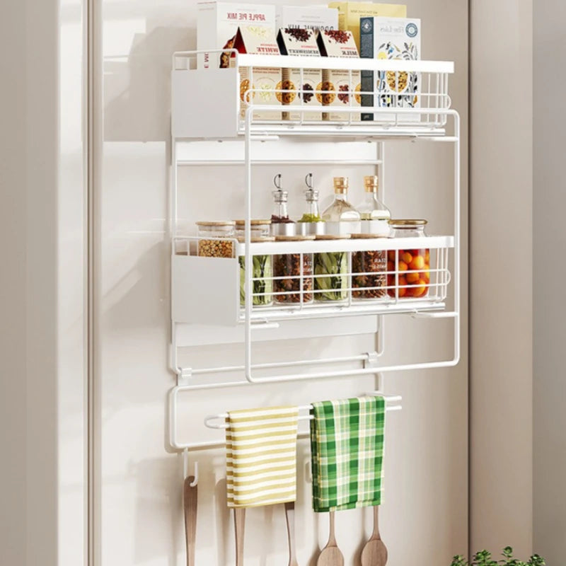 Magnetic suction pull refrigerator rack Multifunctional magnetic seasoning rack Kitchen roll paper rack Refrigerator side Oasis Select
