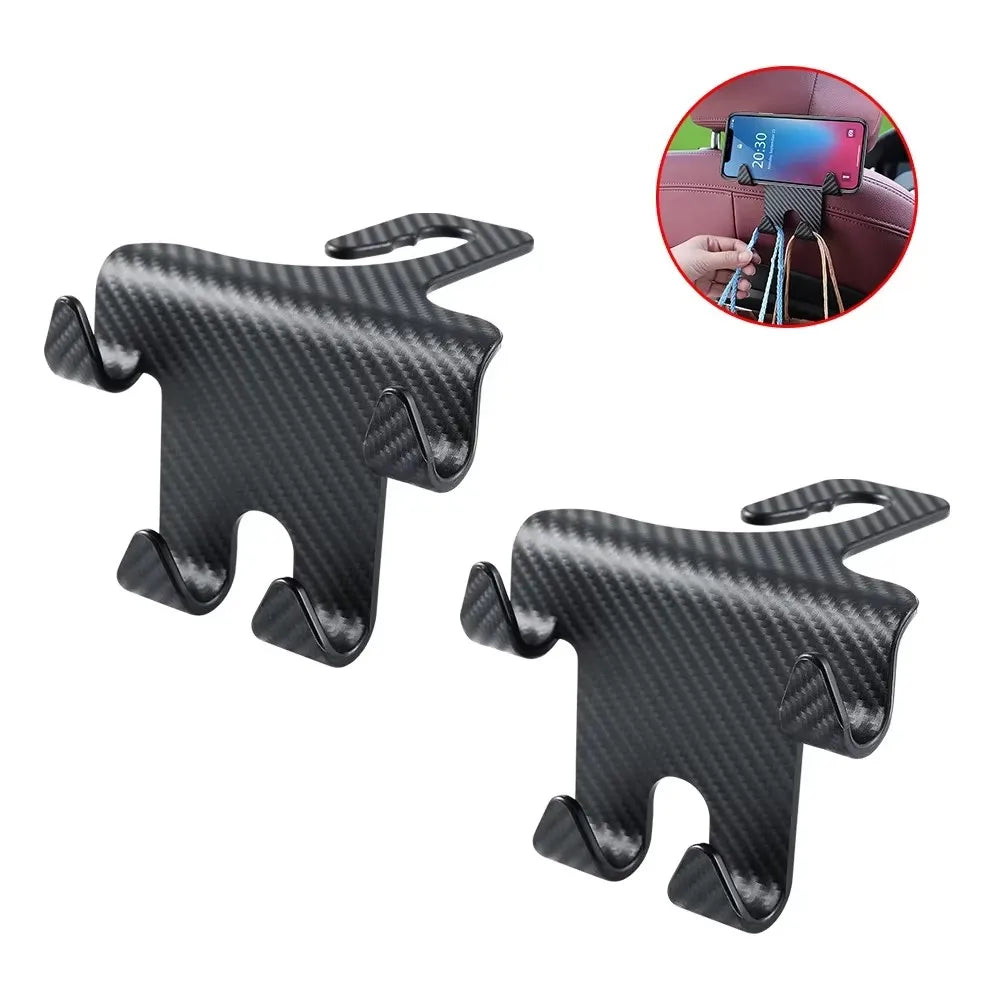 1/2/4/5Pcs Car Seat Headrest Hook 4 Pack Hanger Storage Organizer Universal for Handbag Purse Coat Fit Universal Vehicle Oasis Select 2pcs-Upgraded B