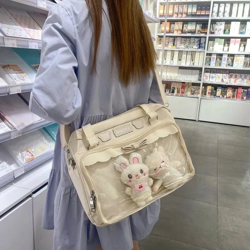 Japanese Style Cute Itabag Crossbody Shoulder Bag Ulzzang Sweet Fashion Bag for Girls DIY Badge & Plush Doll Display Ita Bag Oasis Select