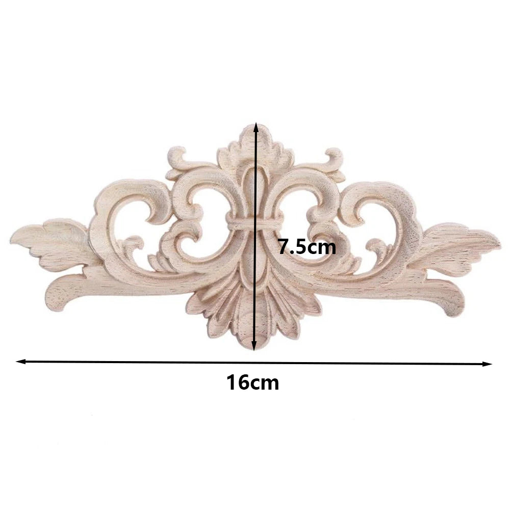 Wood Appliques And Onlays Natural Furniture Wall Door Woodcarving Decorative Long Flower Wooden Figurines Frame Oasis Select