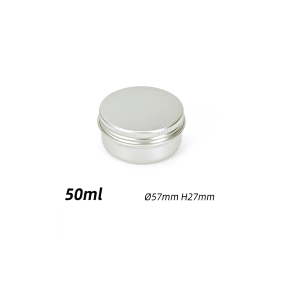 5ml-250ml Cosmetic Aluminum Cans Aluminum Boxes Silver Aluminum Tins Cans Screw Top Round Candle Spice Tins Cans Lid Containers Oasis Select 50ml