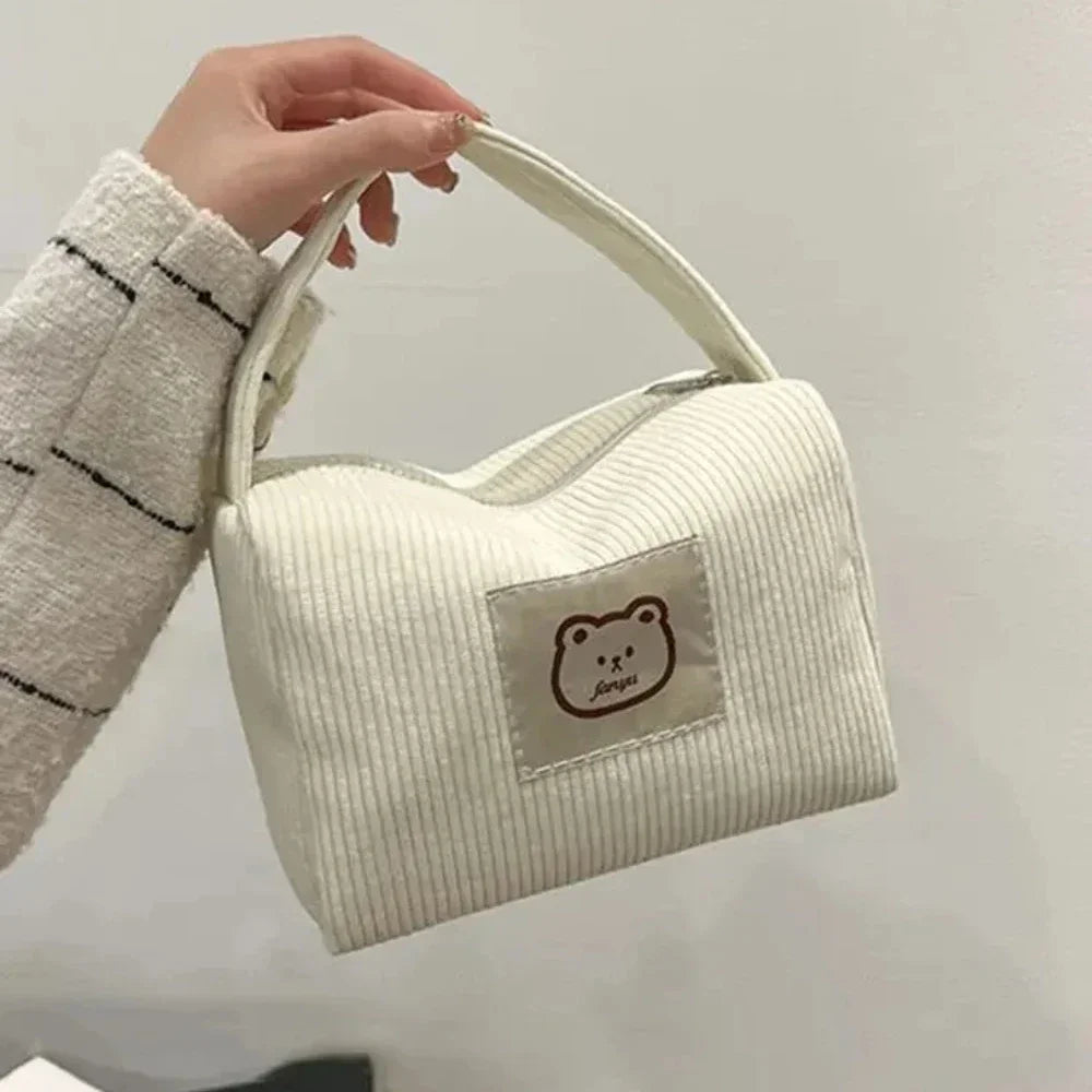 Women's Cosmetic Bags Plush Cute Summer Fashion Large Soft Comfortable Handbag With Handle Oasis Select WHITE