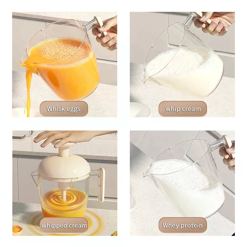 Egg Beater Hand Mixer Semi-Automatic Egg Whisk Milk Frother Handheld Egg Mixer Manual Press-type To Beat Egg Whites Baking Tool Oasis Select