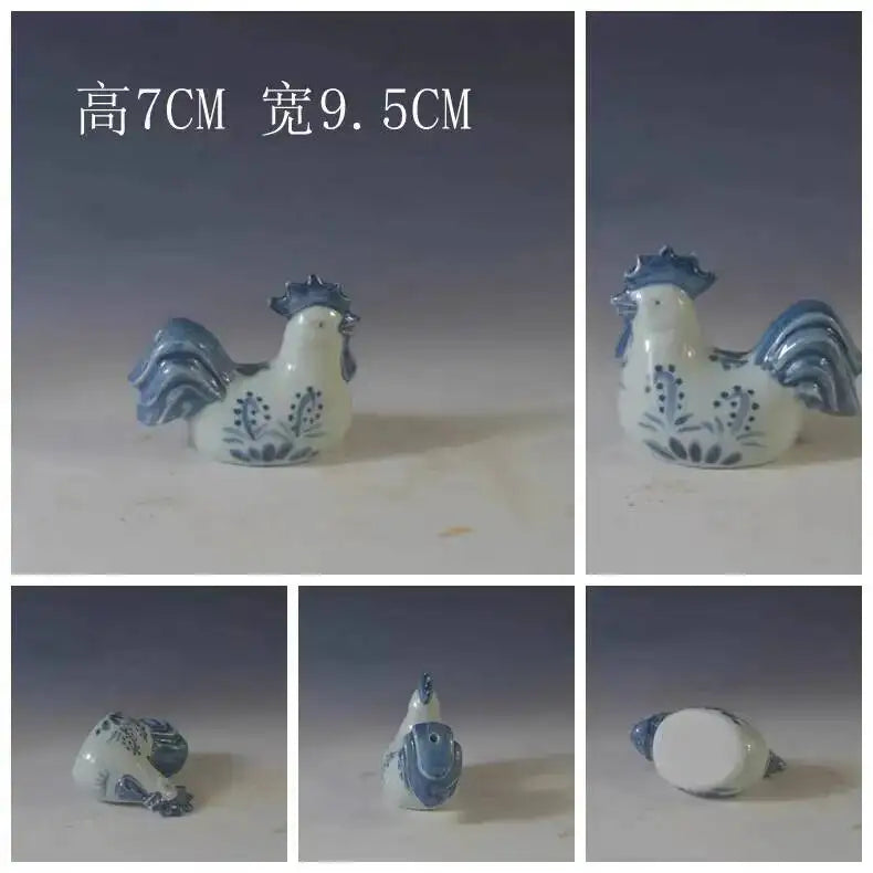 Porcelain Republic Of China Style Blue And White Zodiac Inkstone Tea Pet Study Room Desk Ornament Oasis Select Chicken