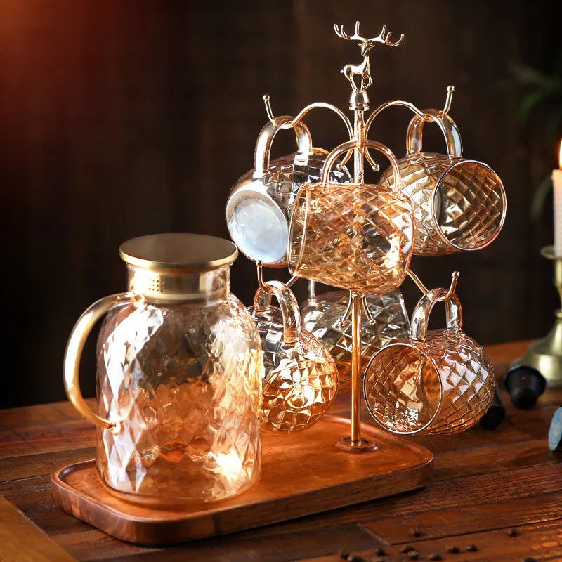 Solid wood mug holder, household coffee cup, desktop storage, water cup rack, cup holder, tray. Oasis Select