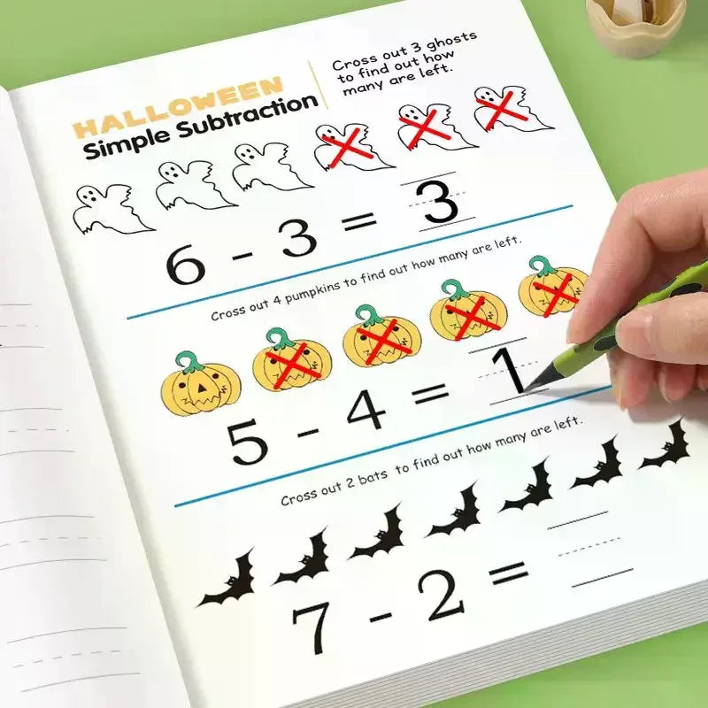 1 Set Fun 64 Page Arithmetic Question Book Addition And Subtraction Exercises Within 10 Picture Column Decomposition Calculation Oasis Select