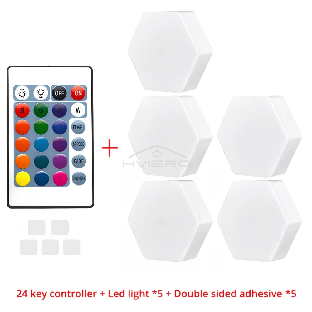 RGB Hexagon LED Wall Light – Touch & Remote Modular Honeycomb
