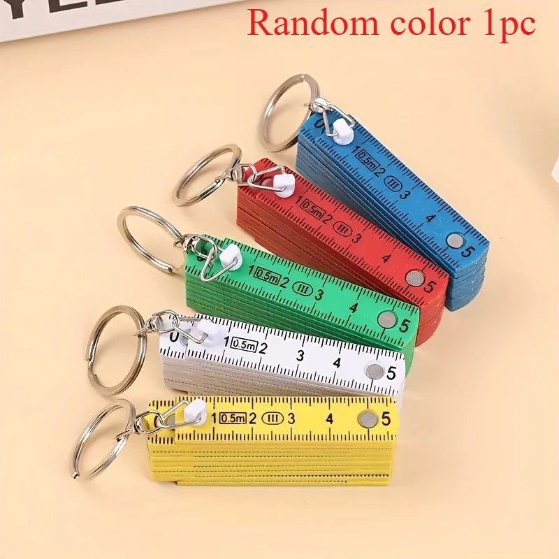 1PC Multifunctional ABS Plastic Folding Ruler,10 Folding with Keychain, Compact and Convenient To Carry, Student Measuring Ruler Oasis Select Random color 1PC