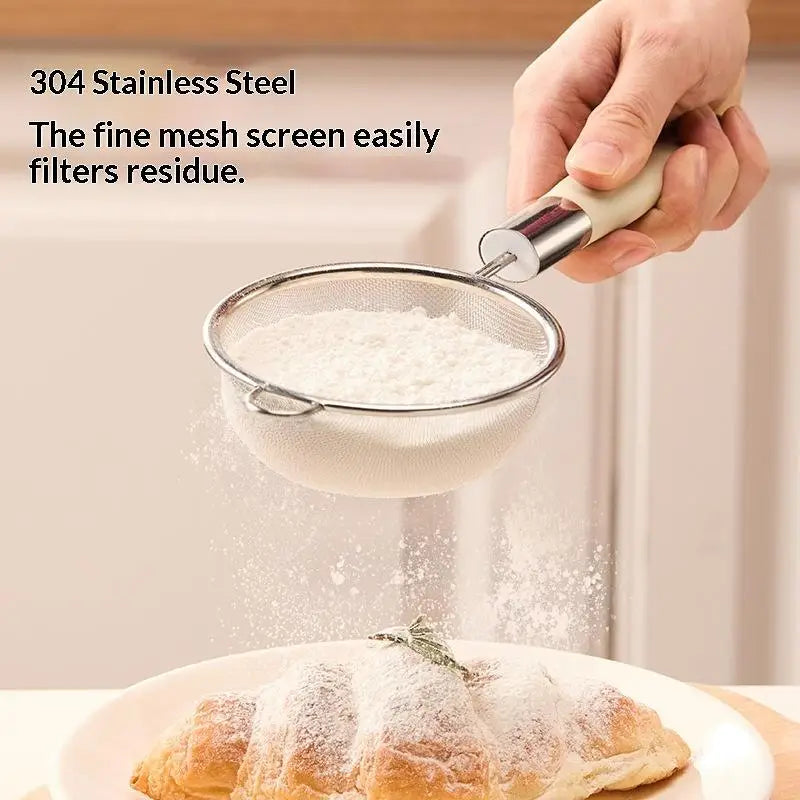 Stainless Steel Mesh Filter Spoon with Plastic Handle Juice Soybean Milk Strainer Flour Sieve Colander Kitchen Baking Utensil Oasis Select