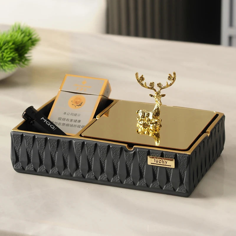 Household simple living room light luxury creative office fly ash ashtray tissue box desktop decoration storage accessories Oasis Select