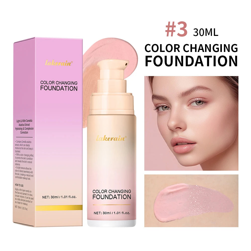 Color Changing Foundation 4 In 1 Moisturizer Longwearing Waterproof Concealer Even Skin Toning Sunscreen Spf 30 Whitening Makeup Oasis Select 3.Pink