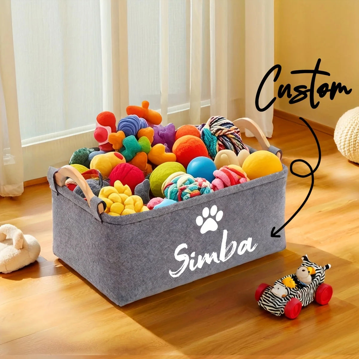 A Foldable Multifunctional Pet Toy Storage Basket Designed Specifically for Organizing Dog Toys and Clothing Oasis Select