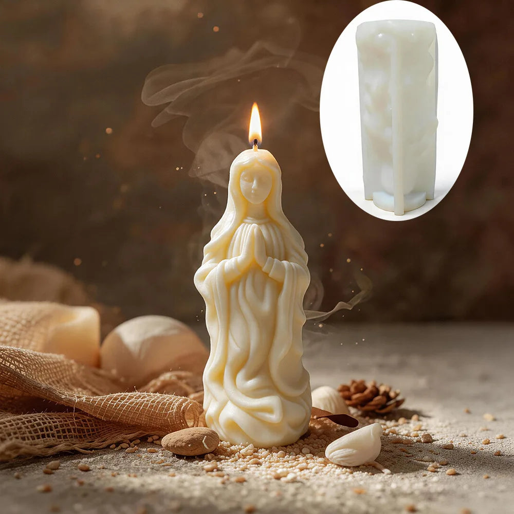 Virgin Prayer Modeling Scented Candle Silicone Mold Diy Religious Portrait Candle Holiday Decoration Plaster Mold Oasis Select