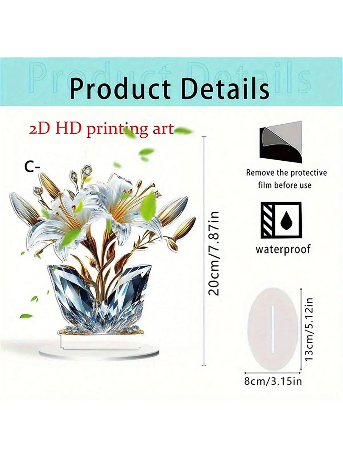 1pcs Table Crystal Flower Decoration - Modern Desktop Centerpiece, Suitable for Living Room and Office Decora Oasis Select C