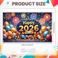 Happy New Year 2026 Party Decoration Backdrop New Year Champagne Clock Christmas Banner New Year Party Supplies Photo Background Oasis Select 1A-180X110cm