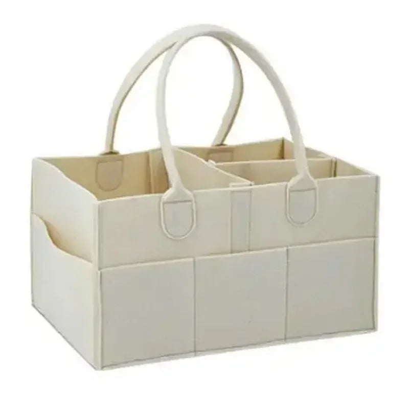 Children's Felt Diaper Storage Bag Baby Miscellaneous Toys Diapers Large Capacity Felt Diaper Bag Oasis Select WHITE