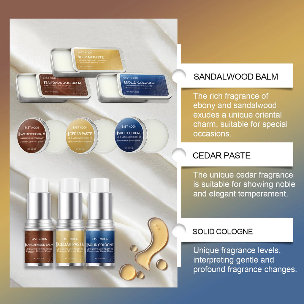 East Moon Men Sandalwood Solid Fragrance Balm | Long-Lasting Scent Solid Fragrance Balm Oasis Select