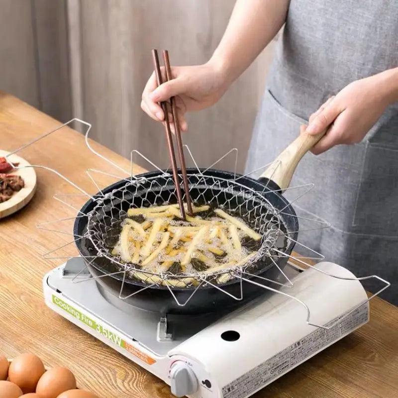 1pcs Stainless Steel Foldable Multifunctional Fryer Basket French Fry Strainer Kitchen Appliance Is Durable Oasis Select