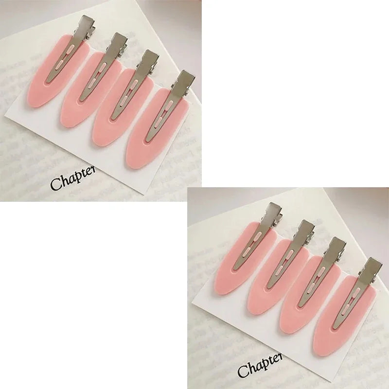 4pcs No Bend Seamless Hair Clips Side Bangs Fix Fringe Barrette Makeup Washing Face Accessories Women Girls Styling Hair Pins Oasis Select pink 8pcs