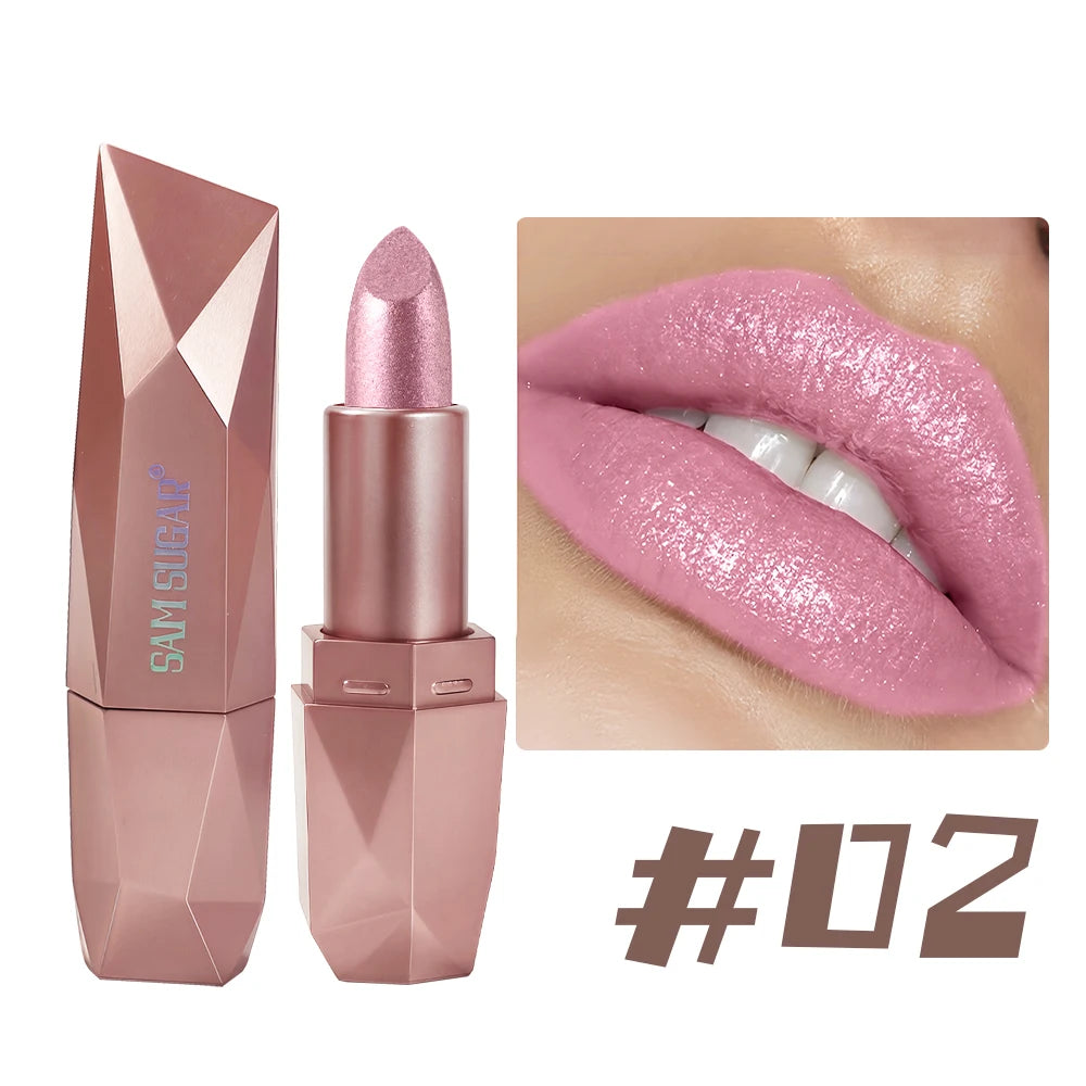 SAM SUGAR Diamond Glitter Lipstick – Metallic Pearlescent Shine