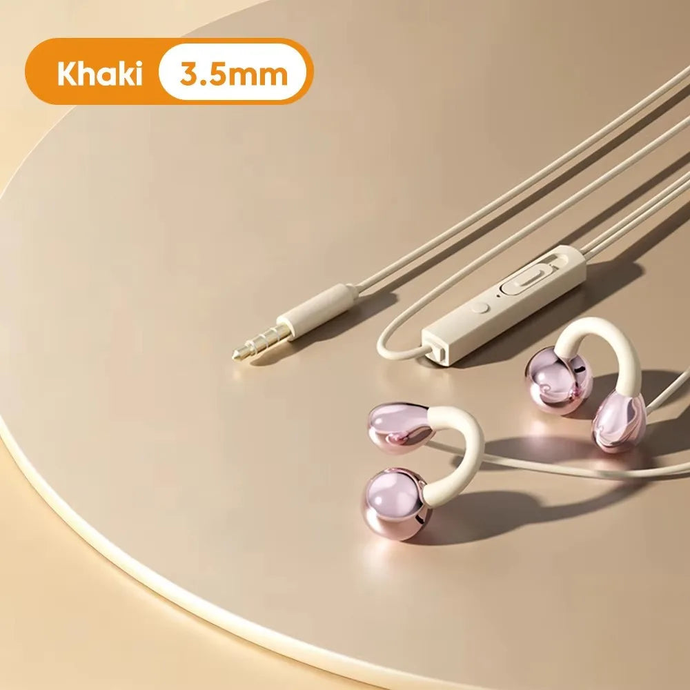 Ear Clip Type Wired Headphones 3.5mm/Type-C HiFi Ear Clip Headphones Wire Control Stereo Earbuds Not In Ear Headphones Oasis Select skin 3.5mm