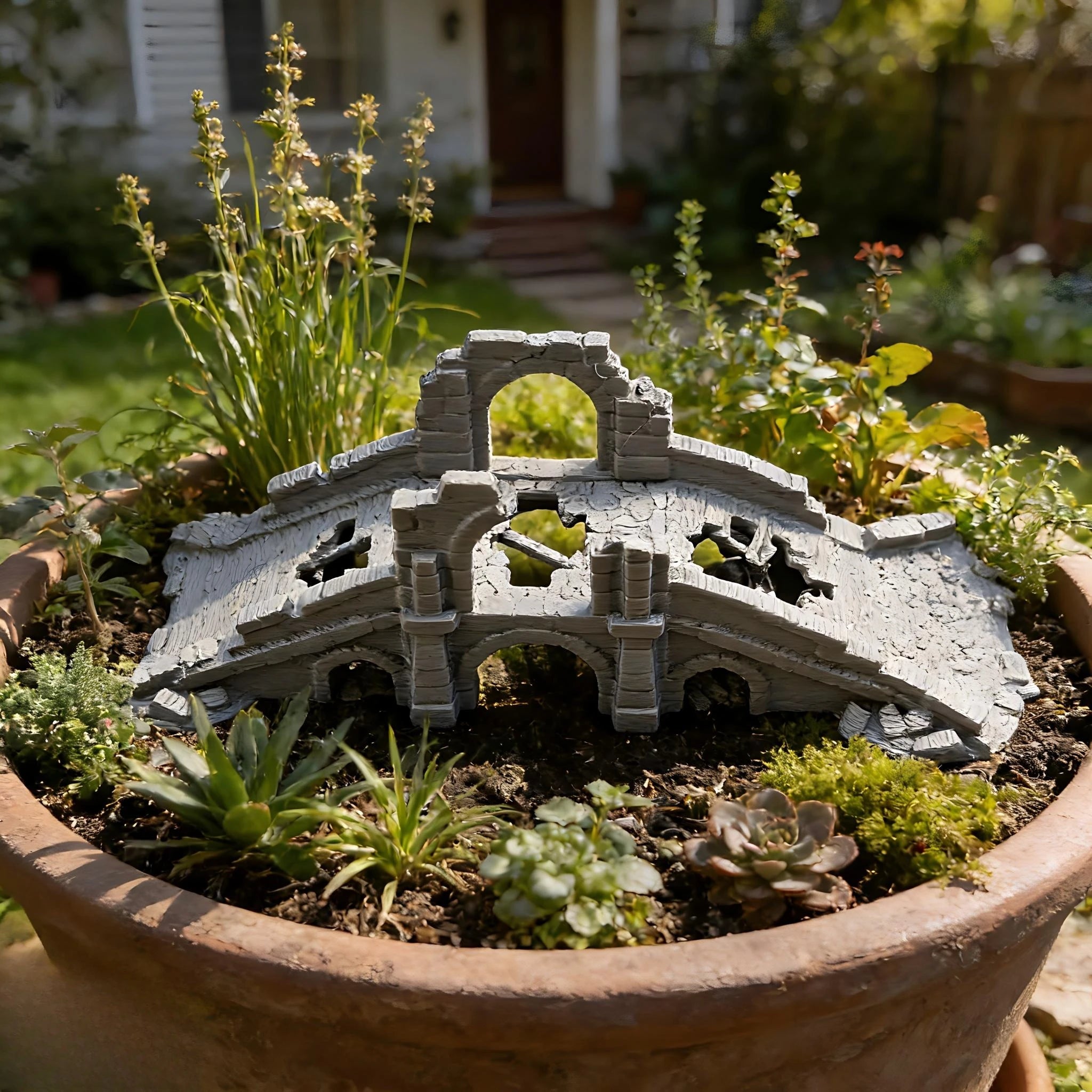 Weathered Stone Bridge Ruins Terrain 3D Printed Wargaming Scenery for Bonsai Decor Miniature Diorama Building Fairy Garden Decor Oasis Select