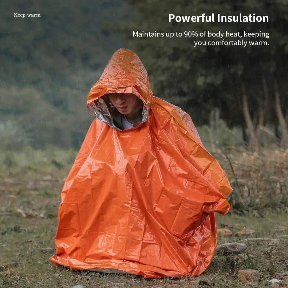 Emergency Raincoat Poncho Waterproof Rainwear Blanket Survival Camping Equipment Cold Insulation Rainwear Camping Equipment Oasis Select