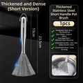 Stainless Steel Kitchen Cleaning Brush Long Handle Anti-Rust Dish Washing Brush One-piece Molded Steel Wire Pot Cleaning Tool Oasis Select short