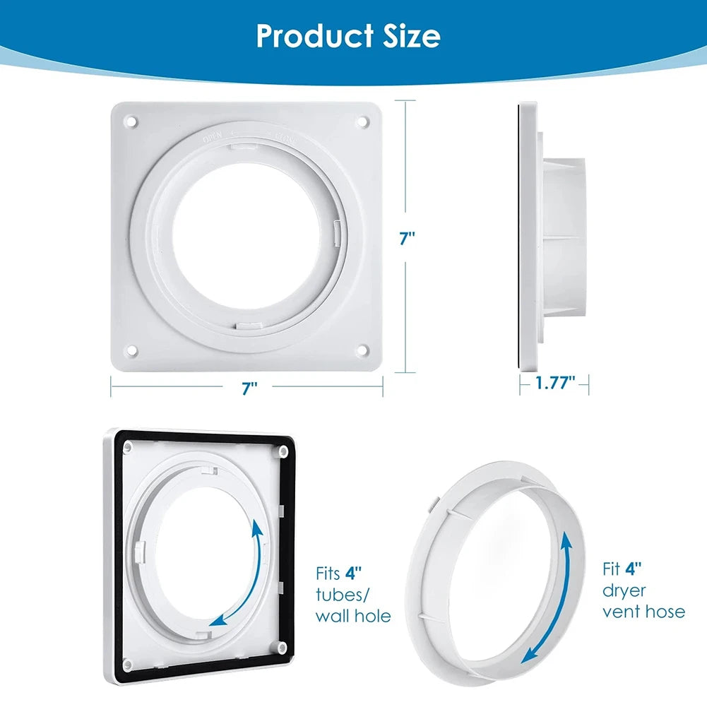 4-Inch Dryer Vent Connector Kit – Twist-Lock Wall Plate Dryer Vent Connector Oasis Select
