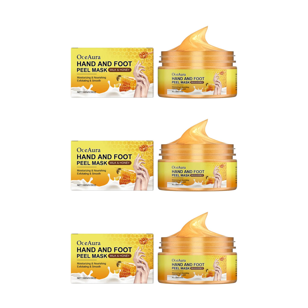 OceAura Exfoliating Hand & Foot Peel Mask – Milk & Honey Exfoliating Peel Mask Oasis Select 3 x 100g Boxed