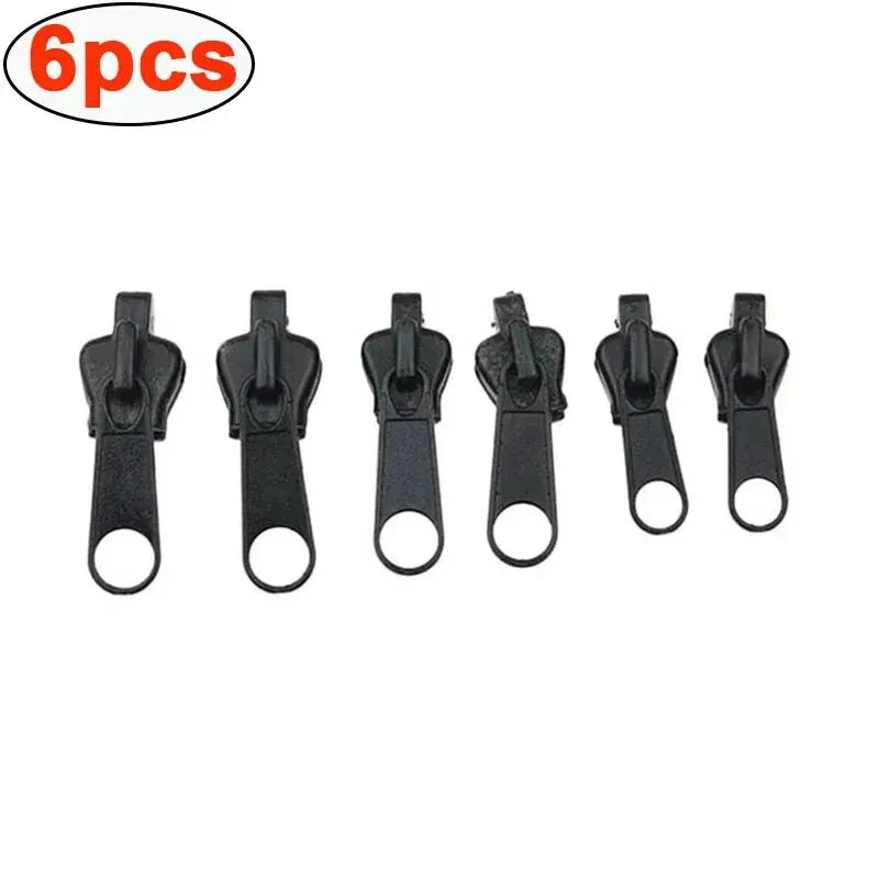 3 Sizes Universal Instant Fix Zipper Repair Kit Replacement Zip Slider Teeth Rescue Sewing Clothes Bag Zippers Tool Accessories Oasis Select Black-6pcs
