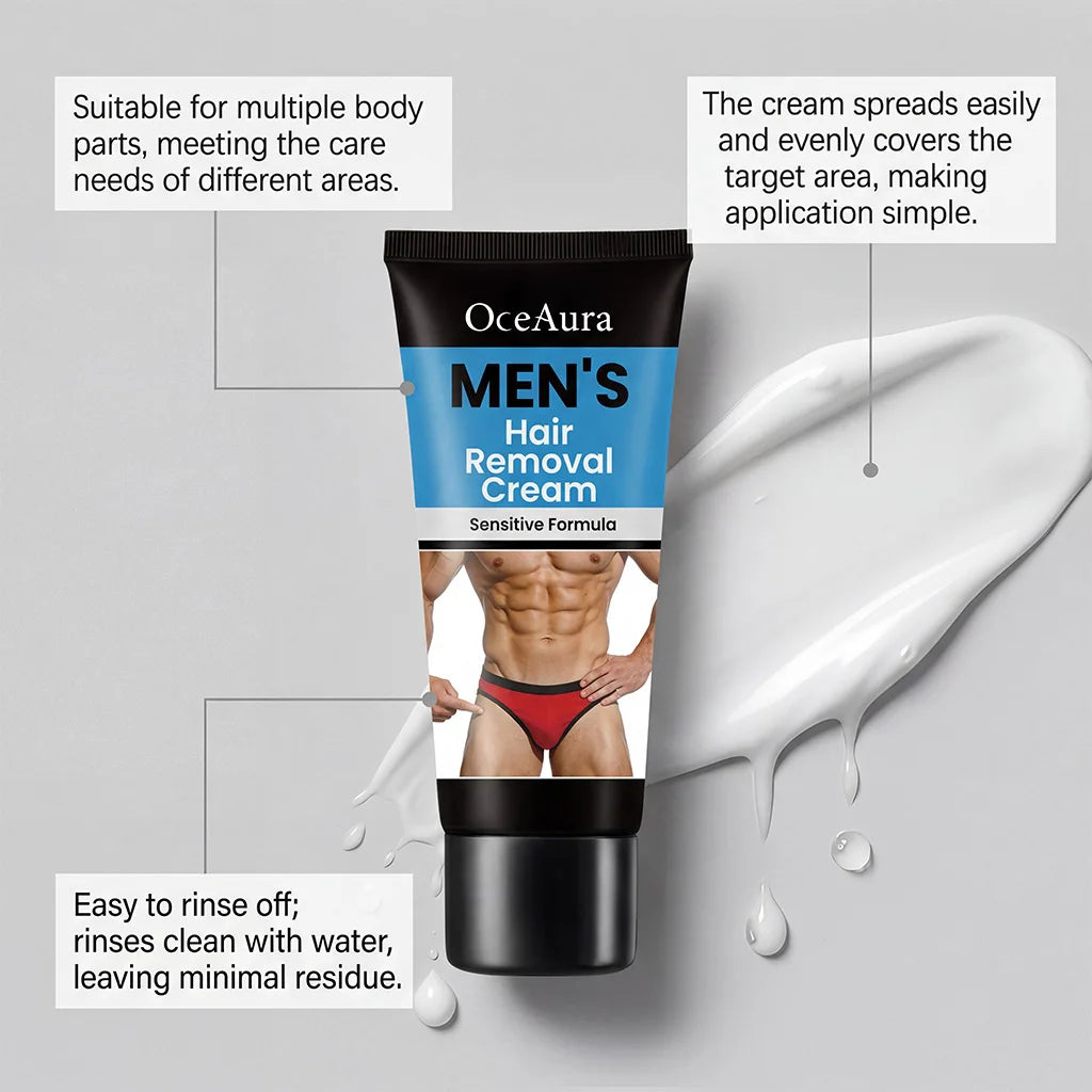 Men’s Hair Removal Cream Gentle Depilatory Painless Body Hair Remover For Legs Armpit Chest Back Quick Smoothing Effective Oasis Select