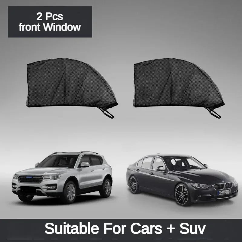 Car Universal Sunshade SUV UV Protection Anti-mosquito Screen Window Blackout Side Curtain Protection Window Film Accessories Oasis Select 2 PCS front Window