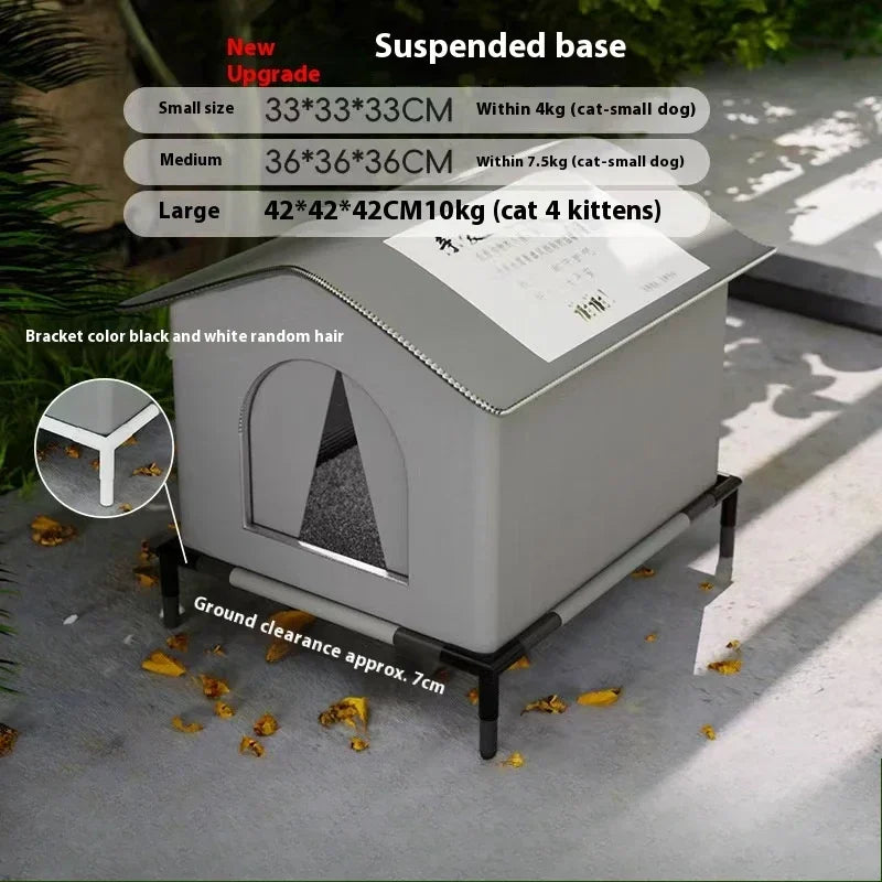 Waterproof Outdoor Stray Cat House Feral Cat House Foldable Tent Portable Breathable Pets Tent Anti-Moisture Outsid Pet Supplies Oasis Select With bracket gray M