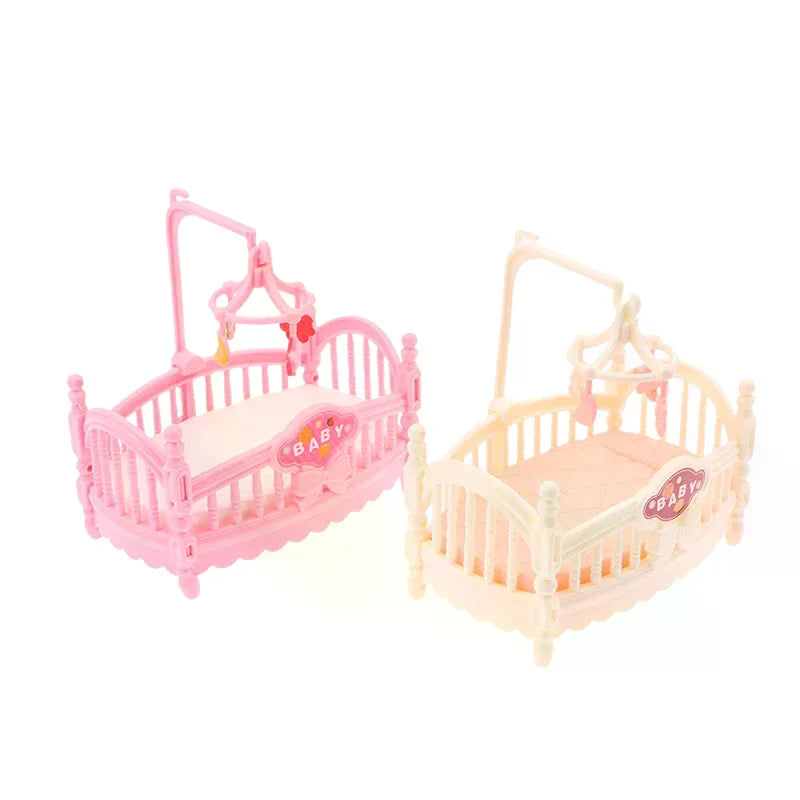 1/12 Dollhouse Simulation Mini Crib Baby Bed Model Dollhouse Bedroom Furniture Decoration Dolls House Accessories Oasis Select