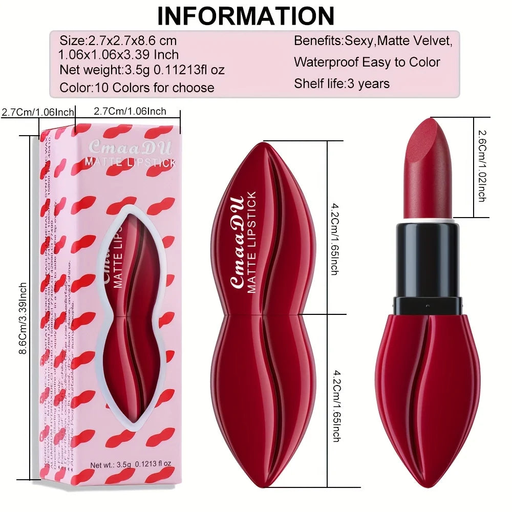 Matte Lipstick Velvet Lip Gloss 10pcs/set: Long-lasting Waterproof Plumping Multi-use Bright Red Tomato Red Y2K Valentine's Da Oasis Select
