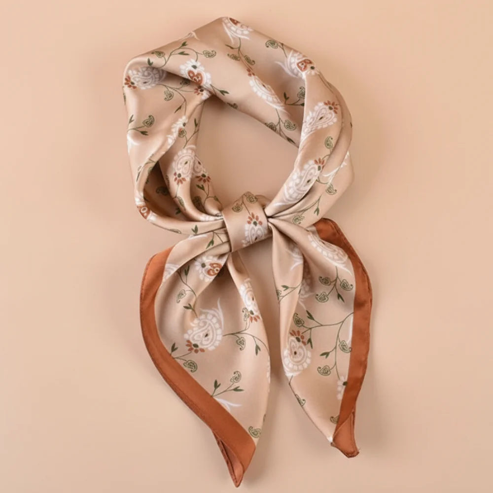 Versatile Casual Women's Hairbands 70x70cm Printed Shawls Wraps Imitation Silk Neck Tie Hijab for Women Oasis Select